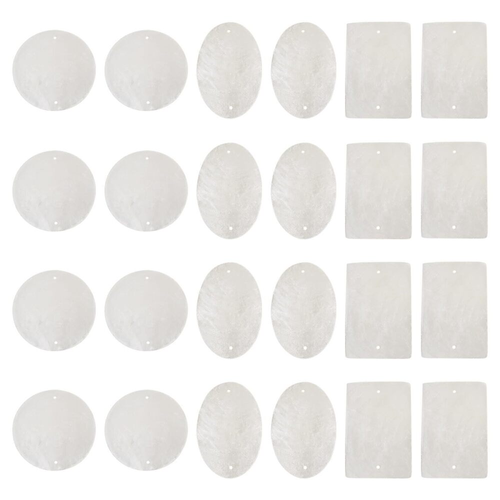 3689 45 pcs White Natural Shell Connector Charms Rectangle Oval Flat Round